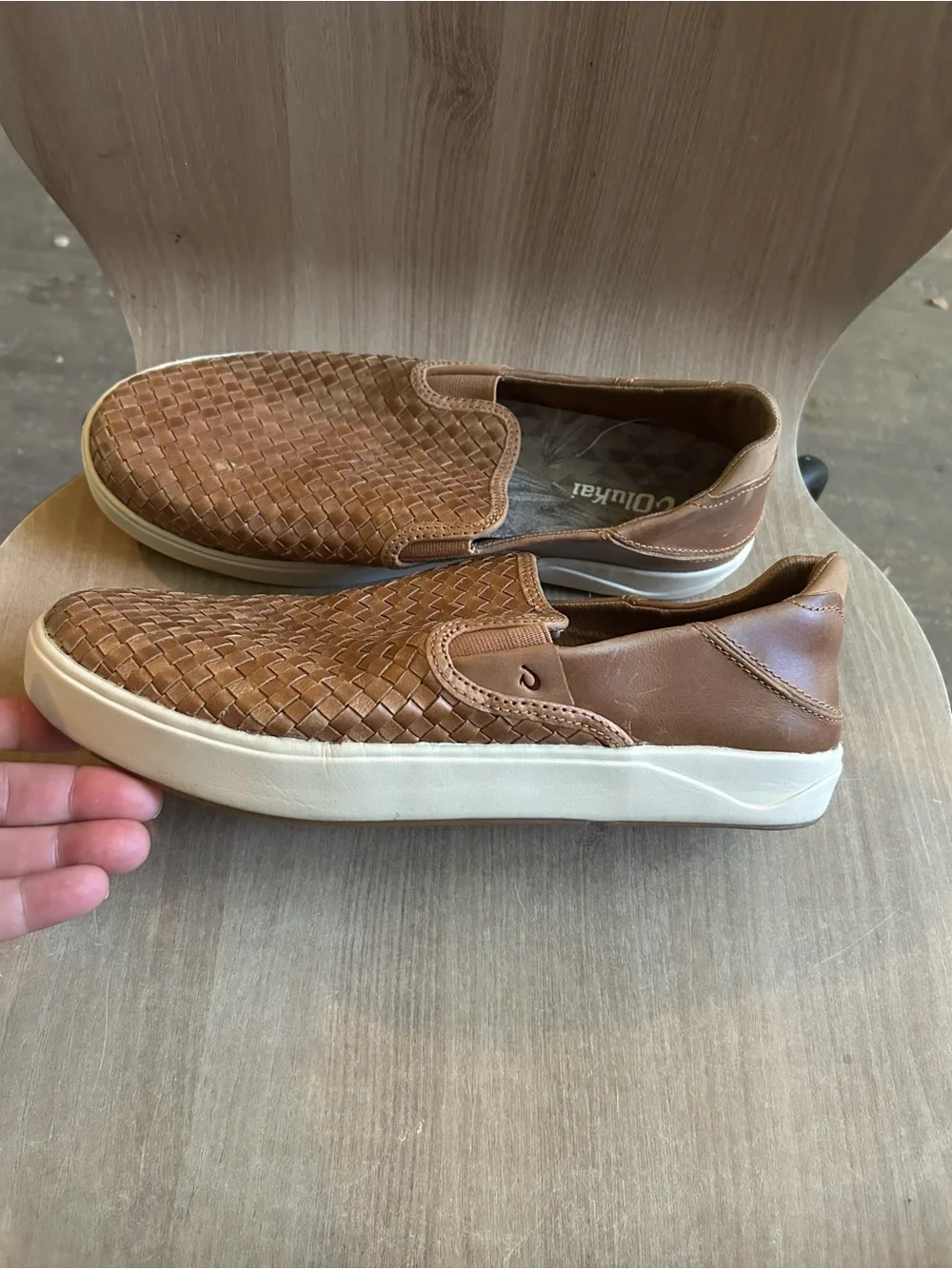Olukai leather Casual Woven Slip-On Sneakers - Brown